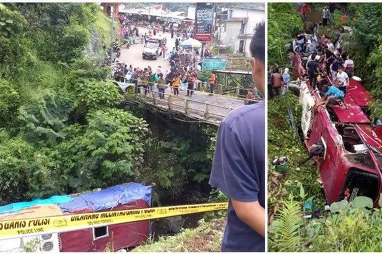 Detik-detik Bus Angkut Rombongan Pengajian Masuk Jurang Di Kawasan Guci ...