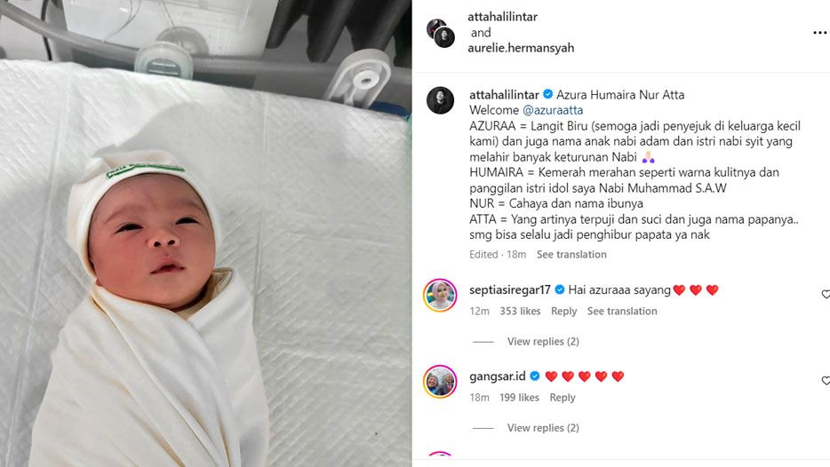 Akhirnya Atta dan Aurel Ungkap Wajah Mungil dan Arti Nama Putri Kedua  Mereka yang Penuh Makna - Poros Jakarta