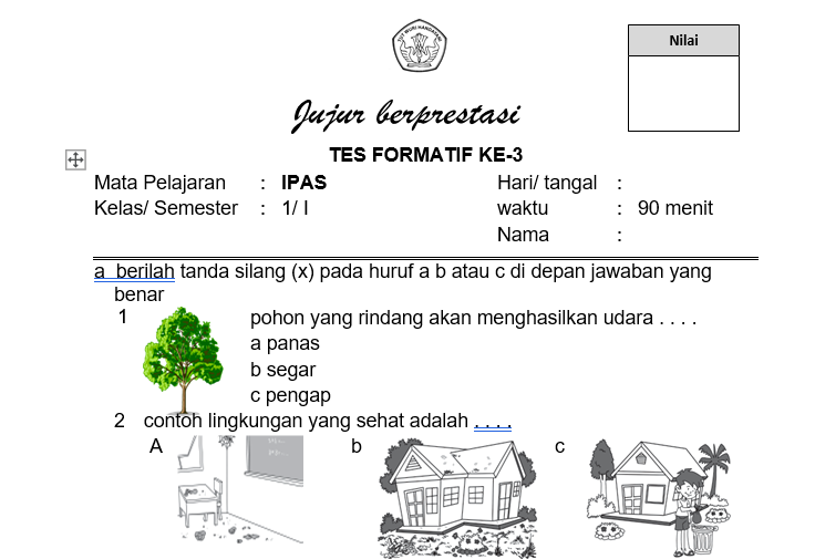 Soal Tes Formatif IPA Kelas 1 Semester 1, Duh Aduh Ulangan Ko Ramai Dan ...