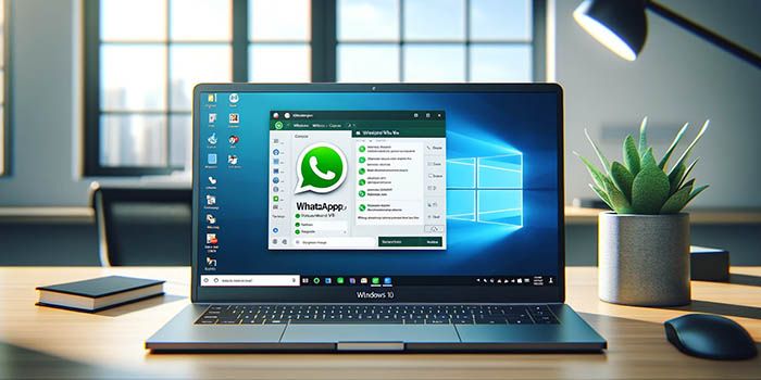 Ilustrasi gambar Whatsapp Web di laptop Windows 10.