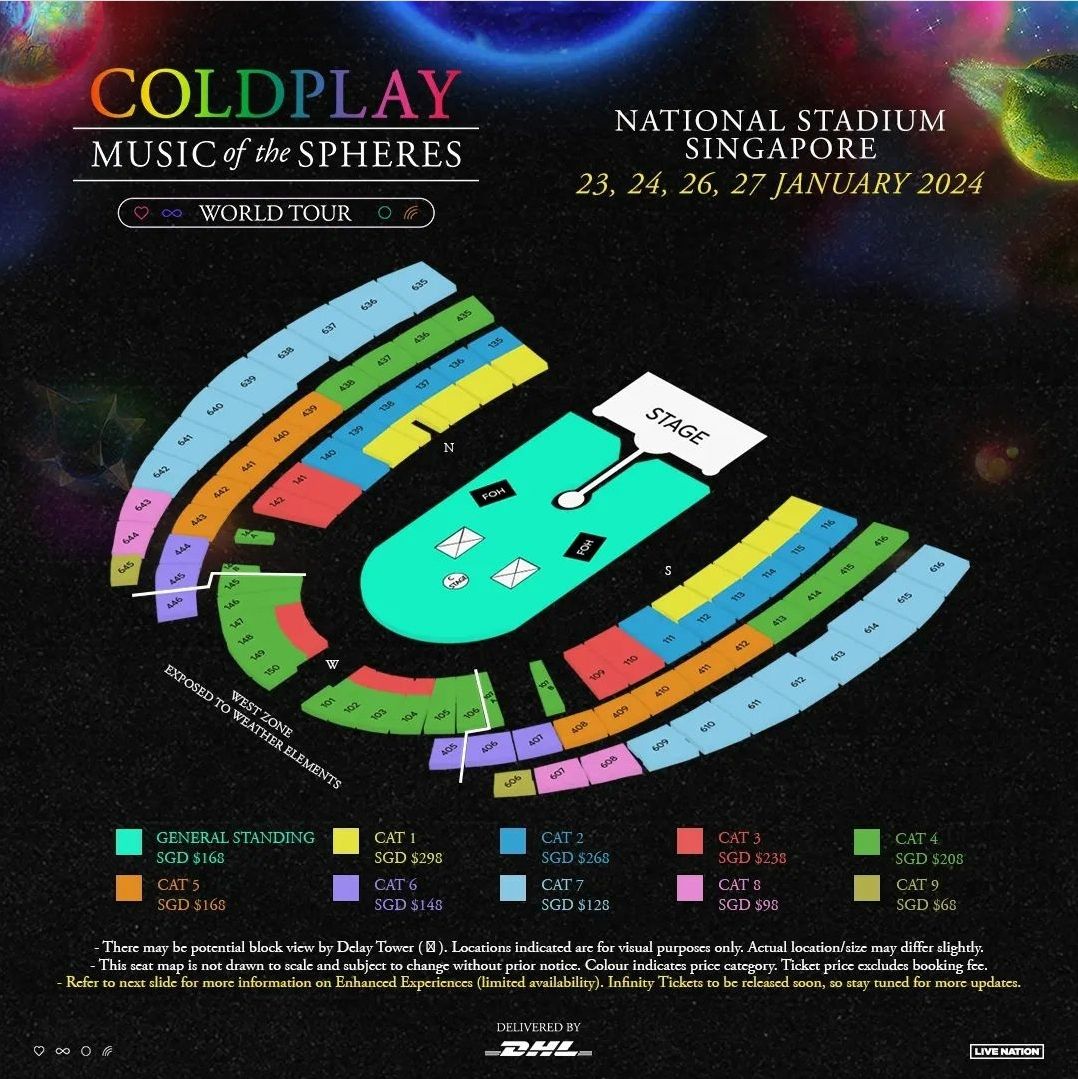 Ini Seat Map Konser Coldplay di Singapura, Lengkap dengan Harga Tiket