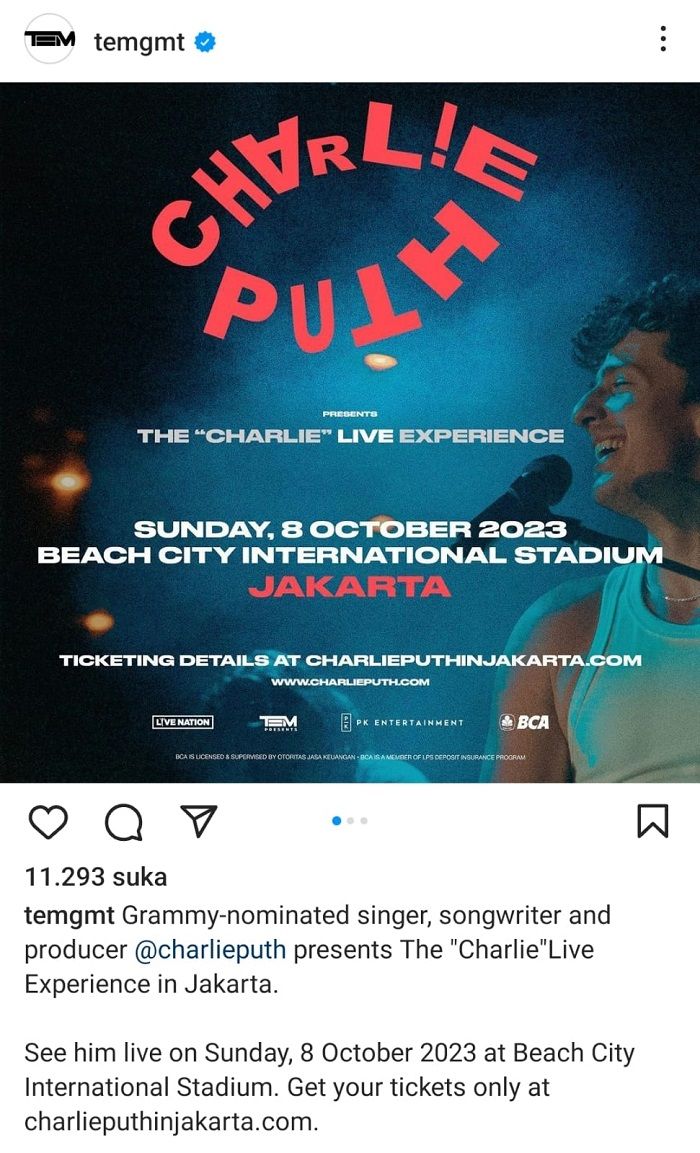 Charlie Puth Gelar Konser Di Jakarta Oktober Mendatang, Ini Kategori ...