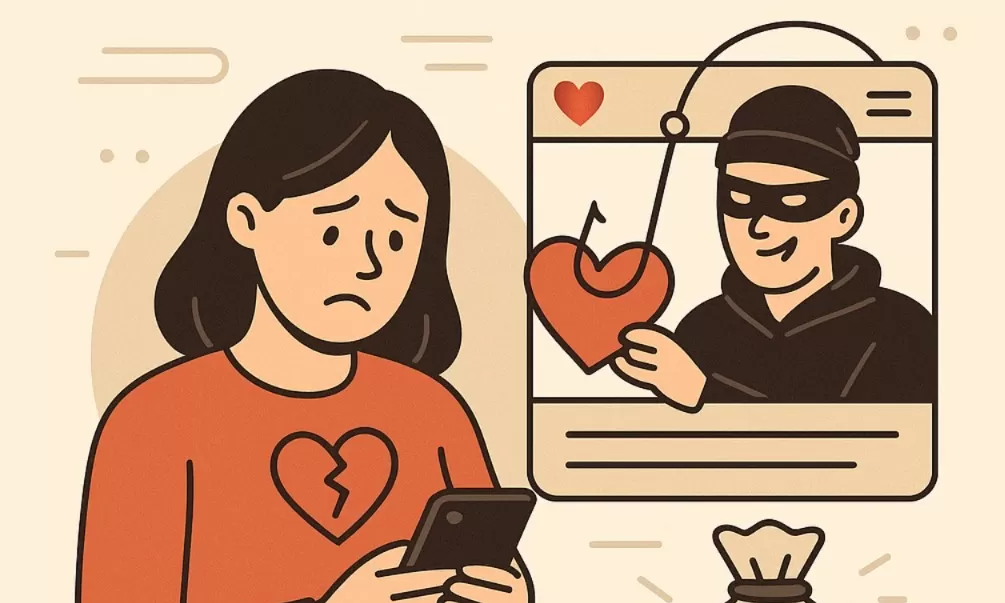 Modus Pacaran Online Berujung Penipuan, Sindikat Love Scamming Raup Rp1,1 Miliar. (kliksolonews/dok AI)
