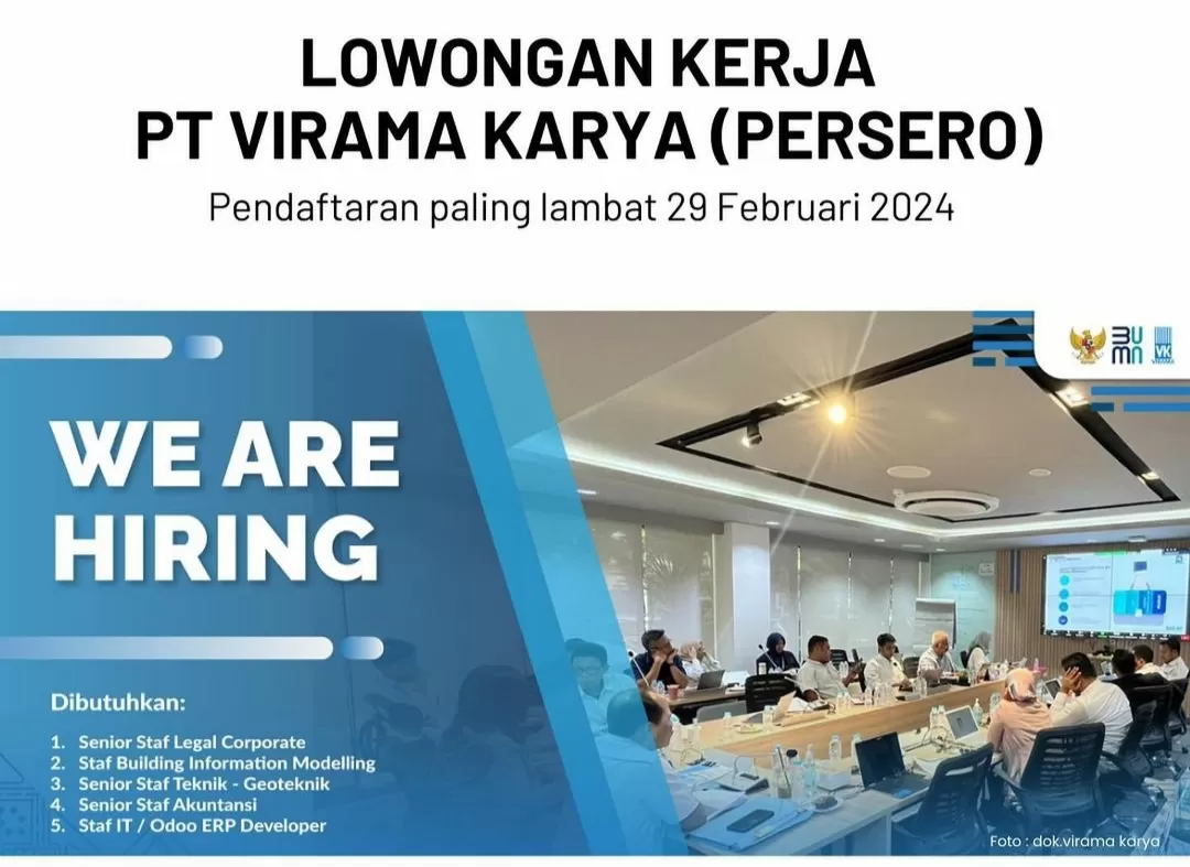 Lowongan Kerja: PT Virama Karya Persero Buka Rekrutmen Bagi Lulusan S1 ...