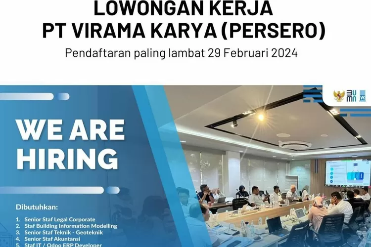 Lowongan Kerja: PT Virama Karya Persero Buka Rekrutmen Bagi Lulusan S1 ...