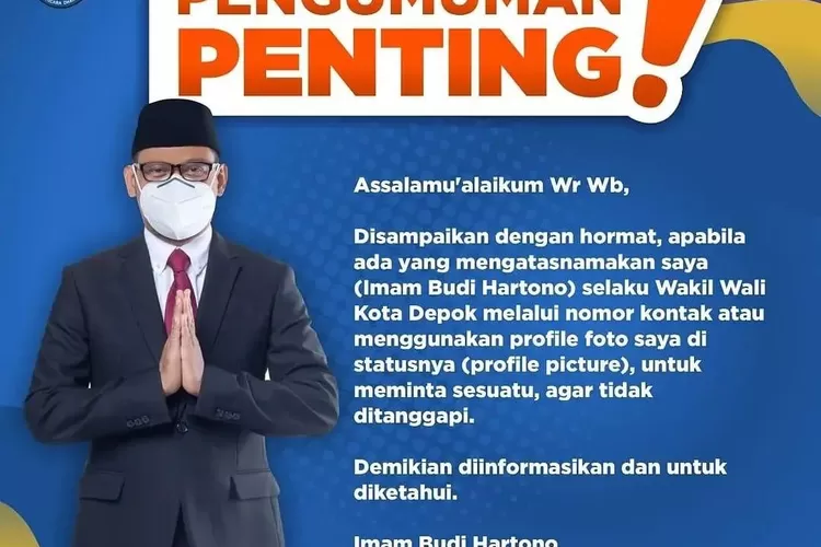 Imbauan Wakil Walikota Depok, Imam Budi Hartono