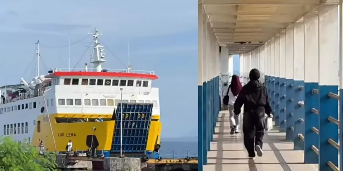 Momen Mudik Lebaran, Viral Dua Penumpang Ketinggalan Kapal Sofifi-Ternate Gegara Turun Lagi untuk Beli Sesuatu di Pelabuhan. (Foto: Instagram @info.sofifi - INDEPENDENMEDIA.ID)