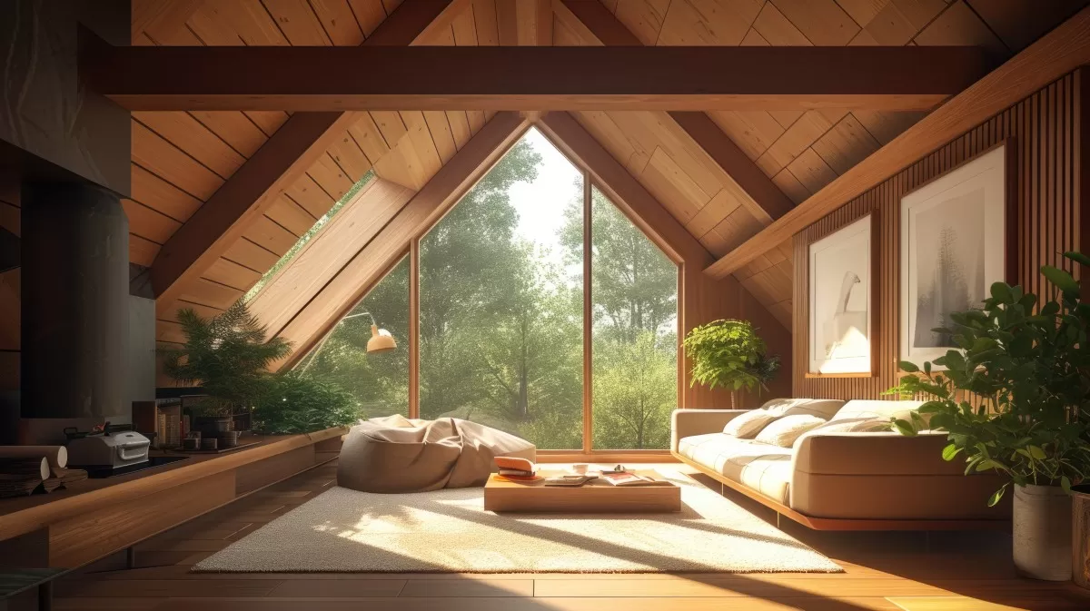 Ilustrasi rumah sejuk tanpa AC dengan ventilasi alami dan tanaman indoor yang membuat udara segar   (Freepik)