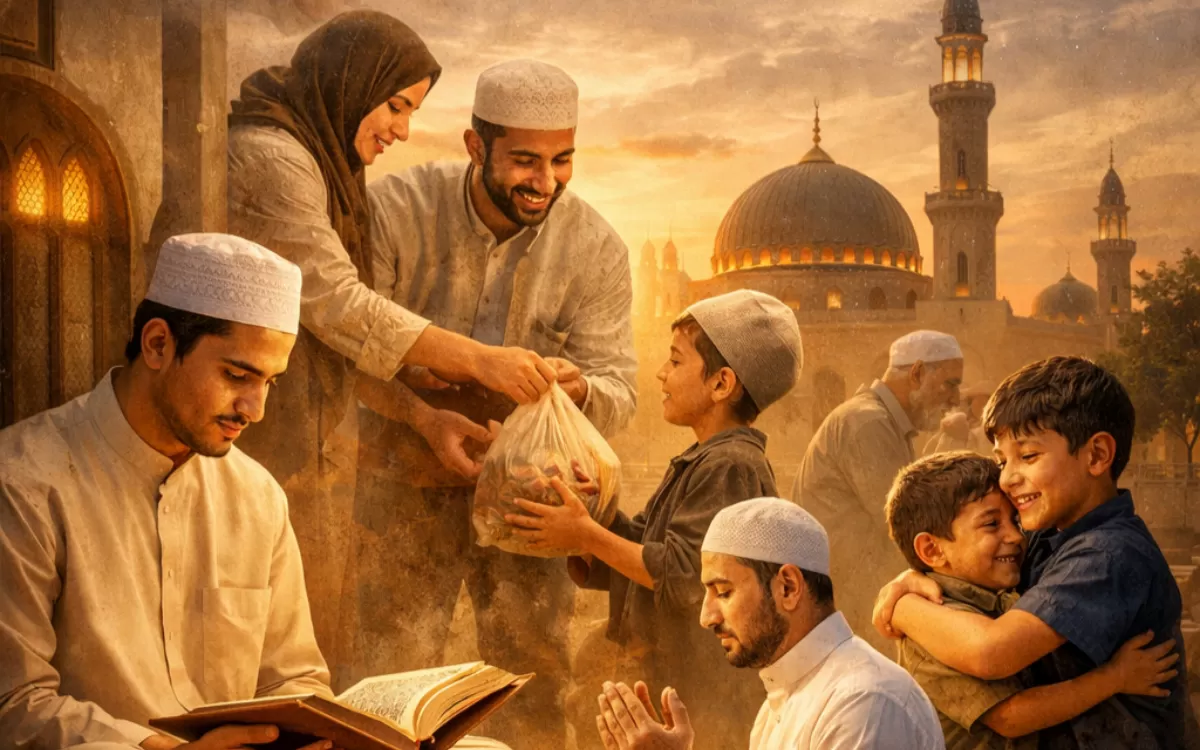 Ilustrasi - Ramadhan menjadi bulan ampunan Allah Swt dibuka selebar-lebarnya.  (AI Generated)