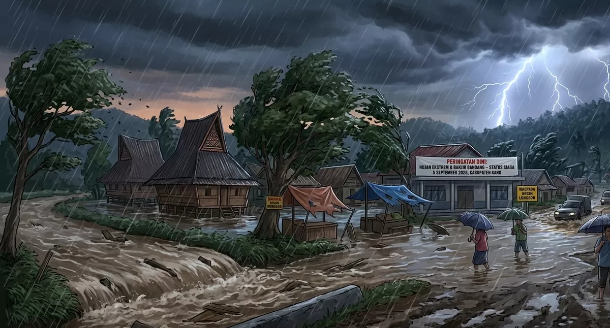 FOTO: Ilustrasi cuaca ekstrem. BMKG memperingatkan cuaca ekstrem 5-7 September 2026. Sumut berstatus Siaga hujan lebat, sementara angin kencang mengancam sejumlah provinsi. (Dok.Metroselebes.com/Ilustrasi)