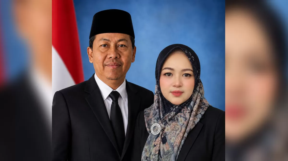 Kepala BKAD Kabupaten Cianjur R. H. Dedi Sudrajat bersama Sekretaris BKAD Hj. Nevi Aprilia saat memberikan pernyataan refleksi peringatan HUT ke-81 RI. (FOTO: Ist)