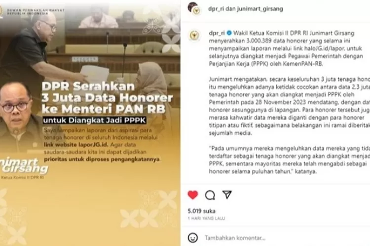 Wakil Ketua Komisi II DPR Menyerahkan 3.000.389 Data Honorer Kepada ...