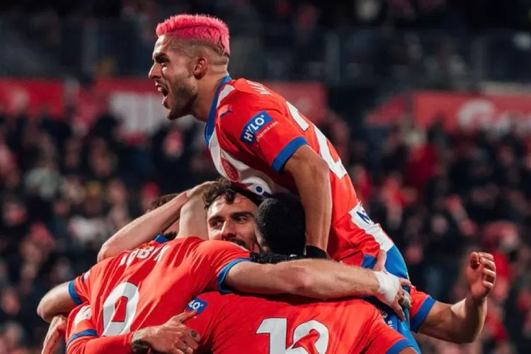Selebrasi pemain Girona usai cetak gol (X Haroon_HMM)