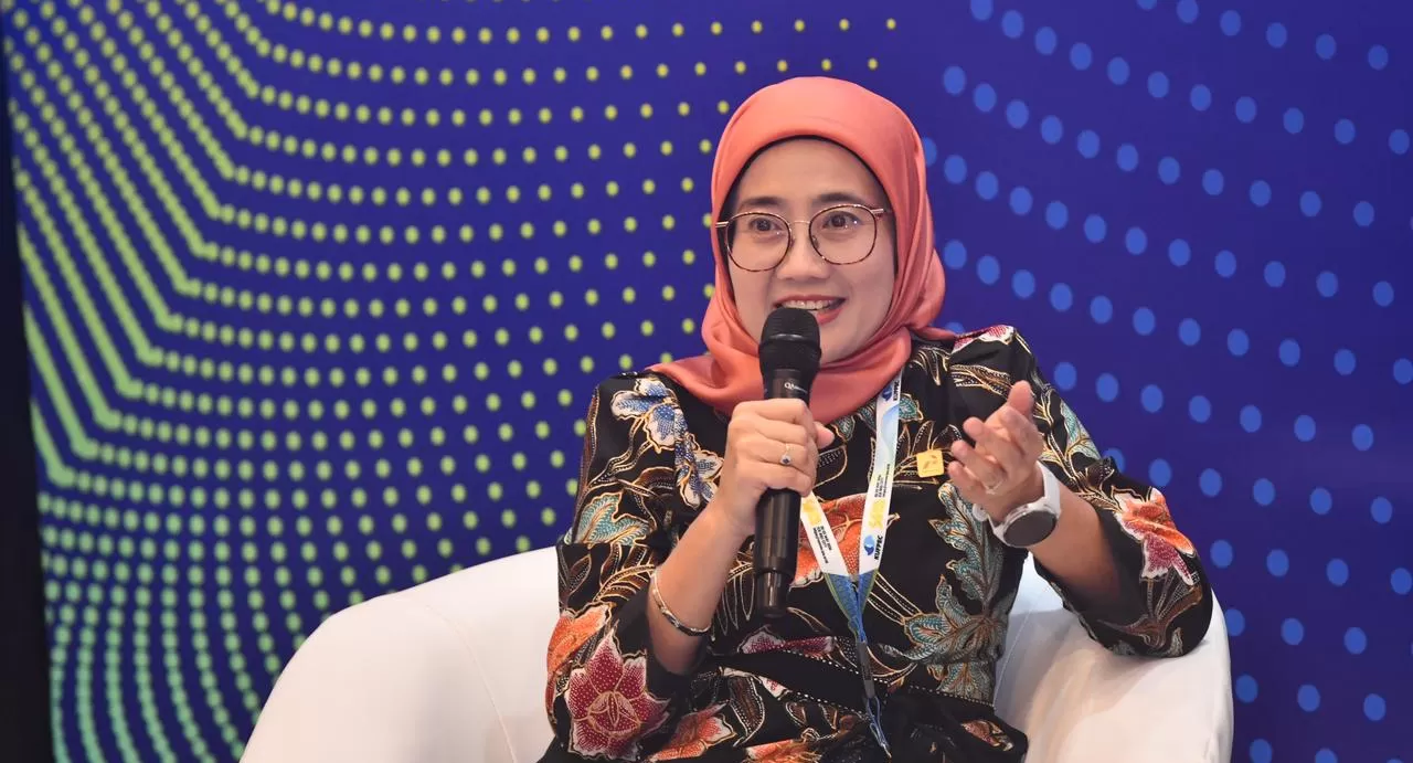 Direktur SPPU Pertamina Emma Sri Martini menjadi Narasumber saat sesi Students Meet The Global Executives saat acara 50th IPA Convex yang diselenggarakan di ICE BSD, Tangerang, Banten pada Rabu (20/5)
