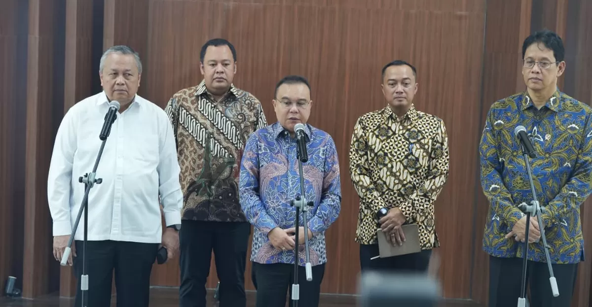 Jumpa pers Gub. BI Perry Warjiyo, Wakil DPR Sufmi Dasco dan Menkeu Purbaya Yudi Sadhewa Dok. Bakom RI