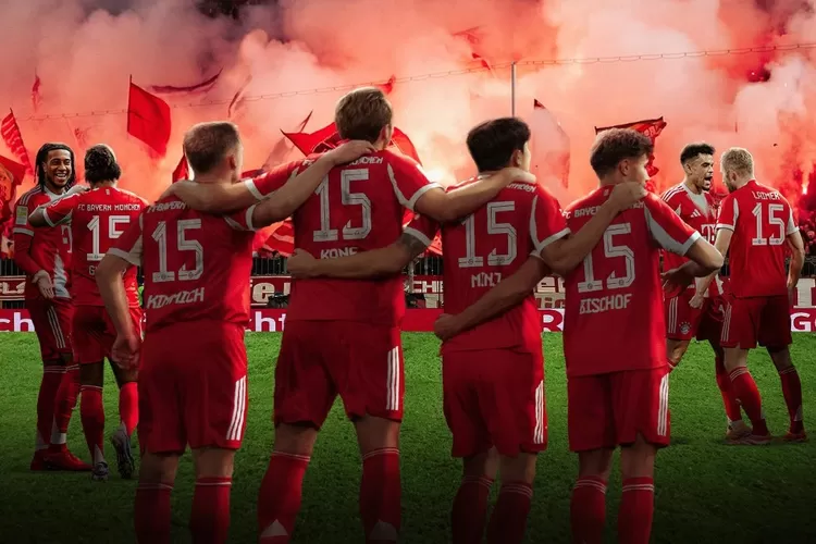 Bayern Munich Rayakan kemenangan (Foto: X /Bayern)