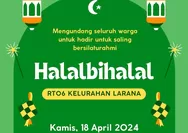 Contoh 9 Undangan Halal Bihalal dan Reuni Akbar, Nuansa Hijau, Bedug, Ketupat Khas Lebaran Idul Fitri