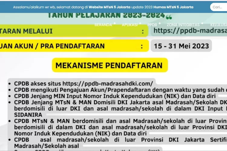 Penerimaan Peserta Didik Baru (PPDB) Madrasah Berbasis Digital : MTsN 5 ...