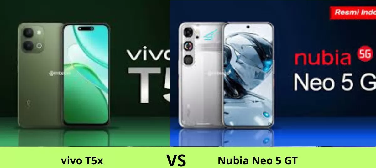 Kolase review perbandingan ponsel vivo T5x dan Nubia Neo 5 GT. (youtube/@IMTEKNO)