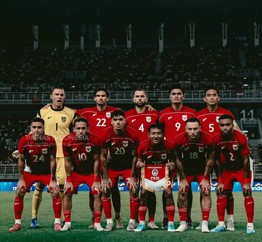 Skuad timnas Indonesia saat melawan China Taipei. (timnas indonesia)