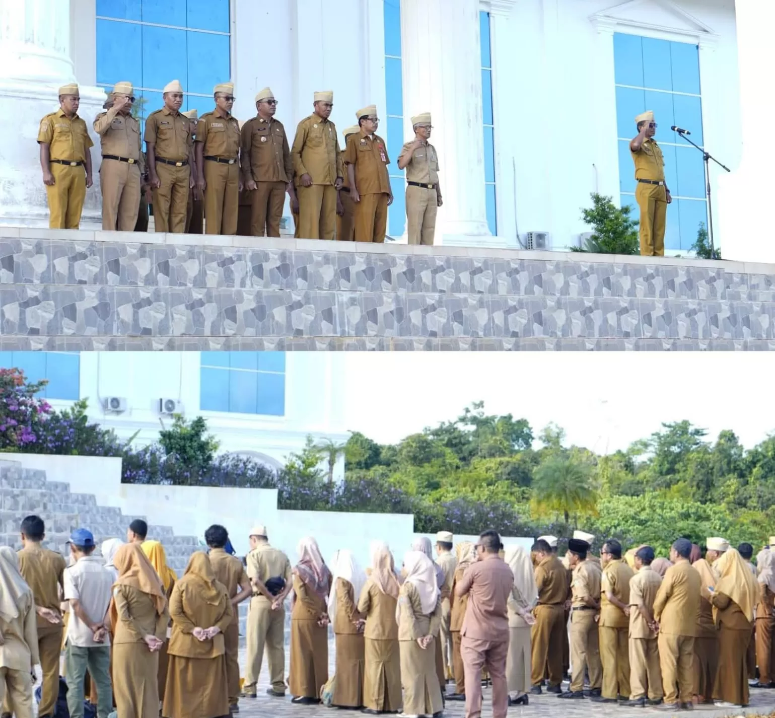 Plh Sekab Buteng, Armin Saat Memimpin Langsung Apel Gabungan, bertempat di Lapangan Kantor Bupati, Senin (6/4). 