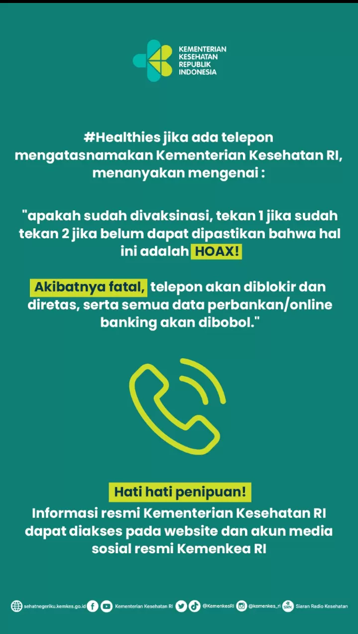 Waspada Penipuan! Dapat Telepon Dari Kementerian Kesehatan, Cek ...