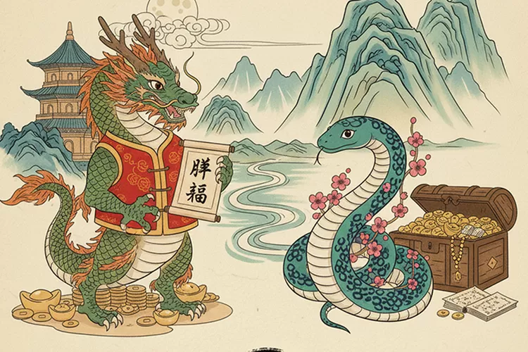 Ilustrasiperuntungan Shio Naga dan Shio Ular yang berlaku besok Jumat 19 Desember 2025 (Gemini)