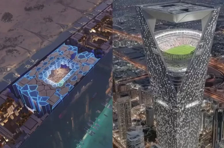 Penampakan rencana pembangunan Stadion NEOM Sky di Arab Saudi. (Construction Review/Majoriti) 