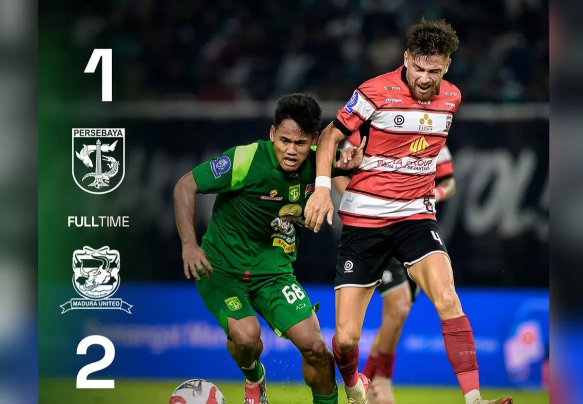 Foto: Persebaya dikalahkan Madura United di pekan ke 28 BRI Super League musim 2025/2026. (FOTO: Instagram @officialpersebaya)