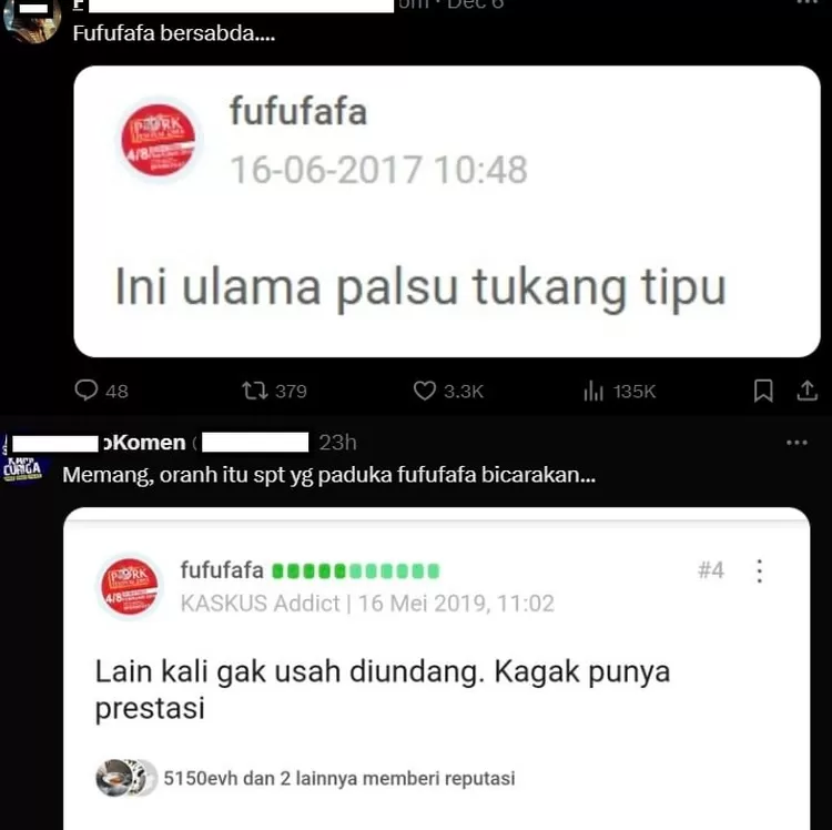 Netizen sindir dengan meme Fufufafa setelah kontroversi ucapan menghina.
