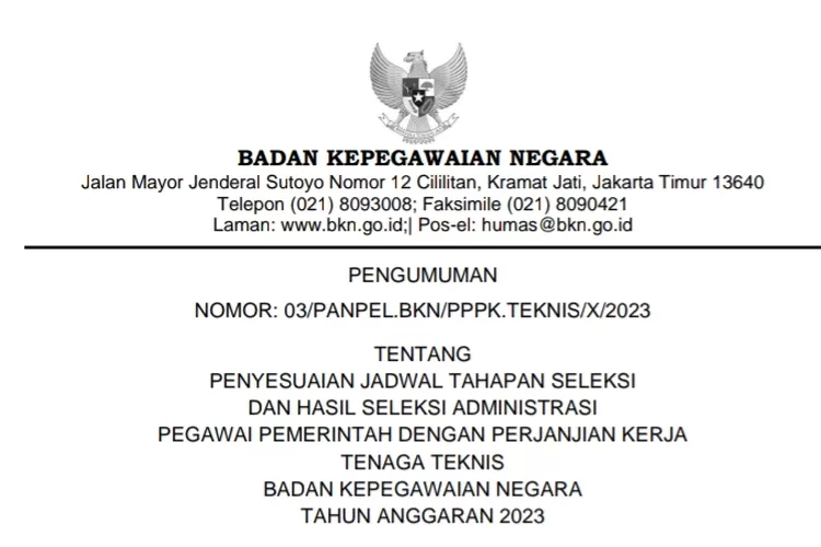 Pengumuman Hasil Seleksi Administrasi PPPK Tenaga Teknis BKN Alami ...