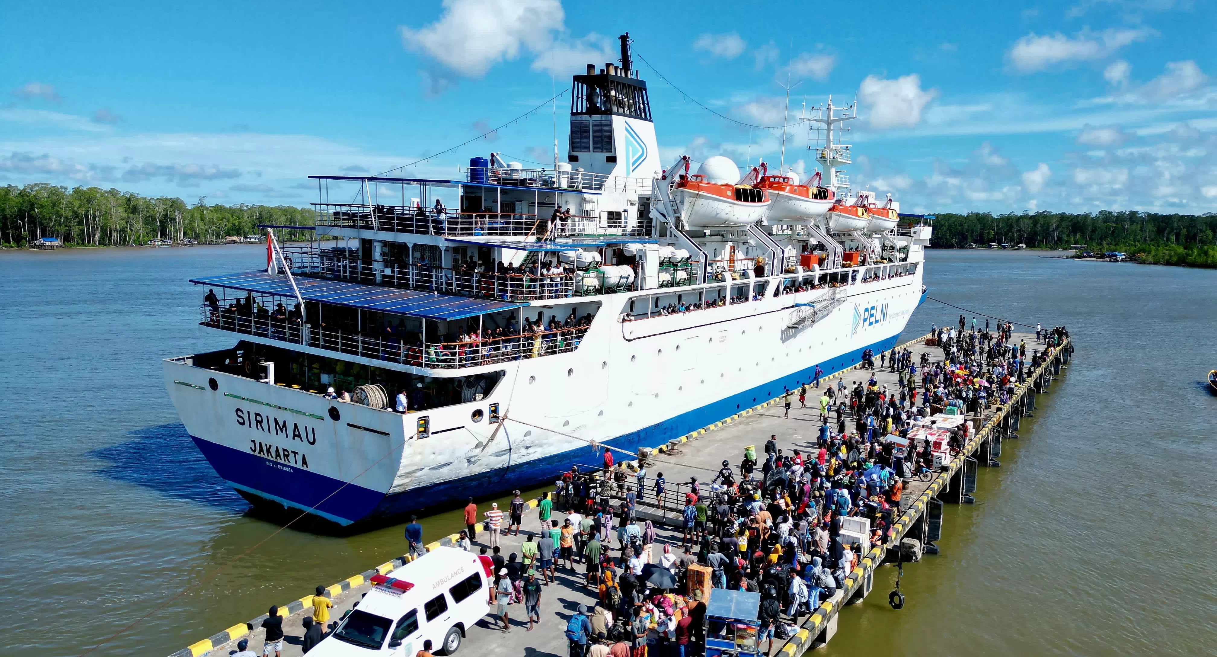 Potret kawasan Pelabuhan Poumako Timika dari udara. (Foto: Dokumen PT Pelni Cabang Timika).