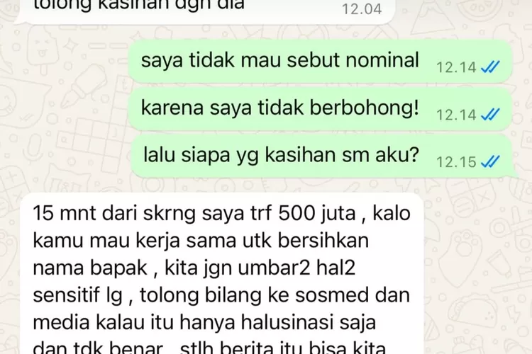 Isi chat WA Lisa Mariana dengan pihak Ridwan Kamil