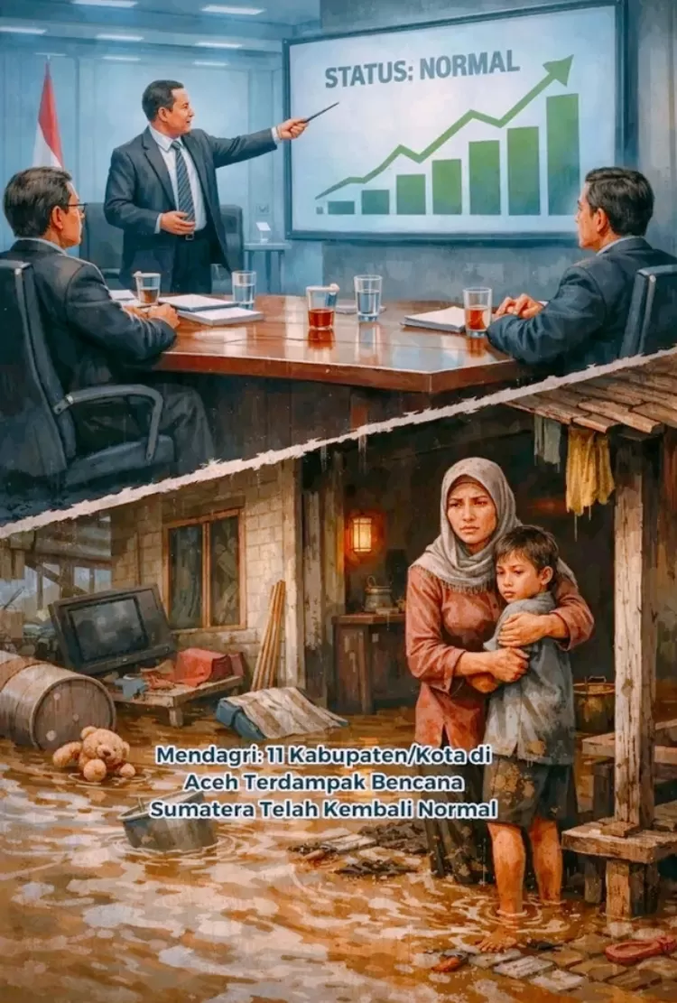 Ilustrasi Demokrasi Normal di kertas tenggelam di teras