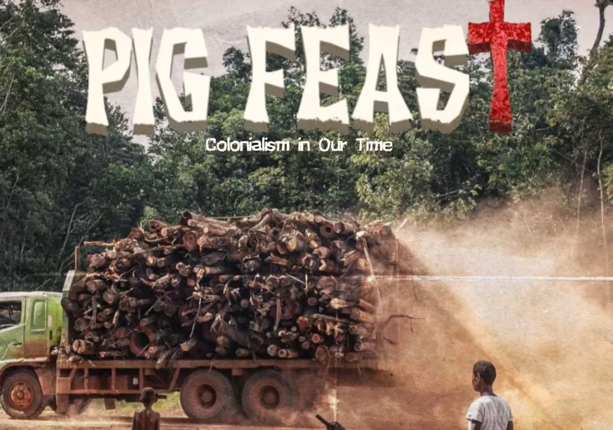 Poster film dokumenter Pesta Babi yang menggambarkan fakta memilukan perampasan tanah adat Papua (Instagram/watchdoc_insta)