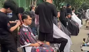 Dari Gunting ke Aksi Kemanusiaan, Komunitas Tukang Cukur Galang Donasi di CFD Bekasi