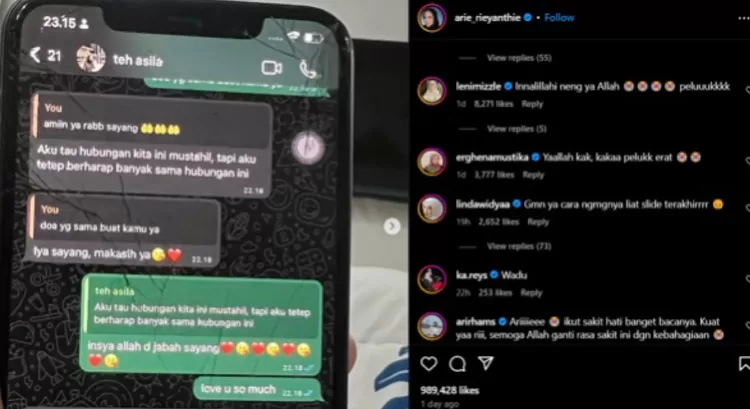 Unggahan Instagram Selebgram Arie Rieyanthie terkait kasus perselingkuhan suaminya, Bimo Aryo Tejo. 