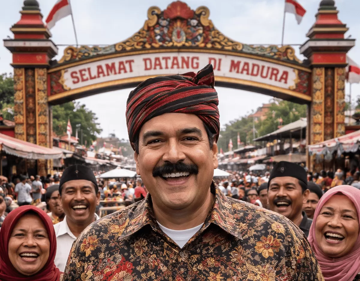 Ilustrasi Presiden Venezuela, Nicolas Maduro berasal dari Pulau Madura, Indonesia. (AI for Pantura Network)
