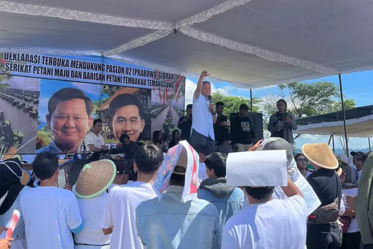 Petani di Temanggung mendukung calon presiden dan calon wakil presiden nomor urut 2, Prabowo-Gibran karena janjinya meningkatkan taraf hidup petani di negara agraris (ist)