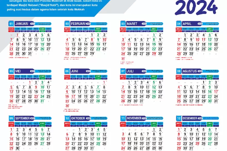 Link Download Kalender 2024 PDF Lengkap dengan Hijriah, Weton, Tanggal