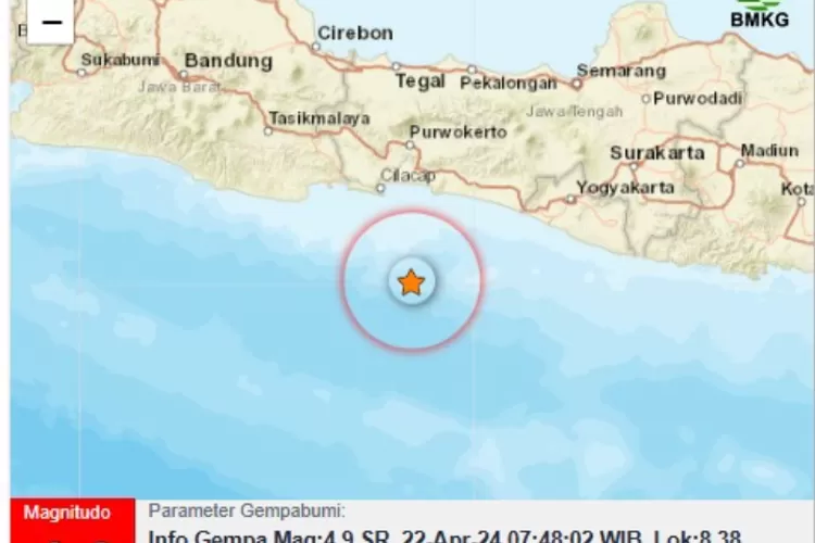 GEMPA CILACAP Gempa Terkini 2 Menit Lalu Senin 22 April 2024, Guncang