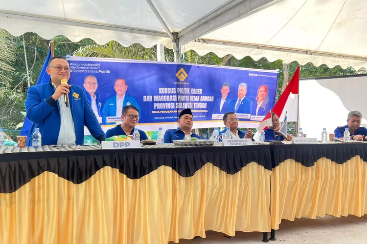 Kursus Politik dan Inagurasi Kader Partai Gema Bangsa Sulteng yang diselenggarakan di Kabupaten Donggala. Kegiatan ini dihadiri Ketua Umum dan Sekjen DPP Partai Gema Bangsa. (Foto: IST).