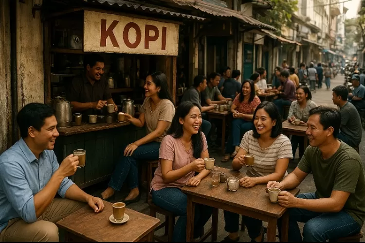 Ilustrasi warung kopi pinggir jalan. RAKYAT PRIANGAN/AI