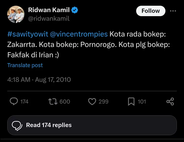 Cuitan lawas Ridwan Kamil di X (dulu Twitter) kembali viral usai isu selingkuh mencuat