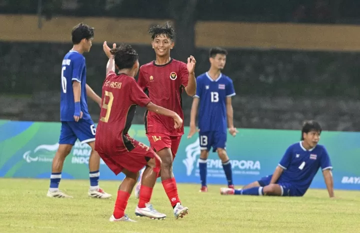 Wajah ceria pemain Indonesia setelah mengalahkan Thailand