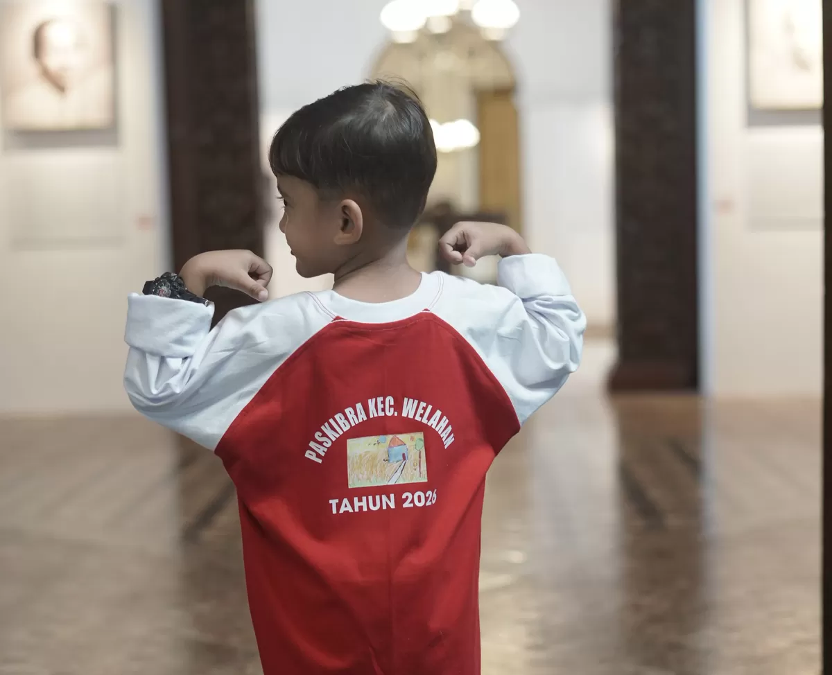 Kaos Paskibra dengan disisipkan karya anak empat tahun Dirga Tama Arrasya (Istimewa for Pantura Network )