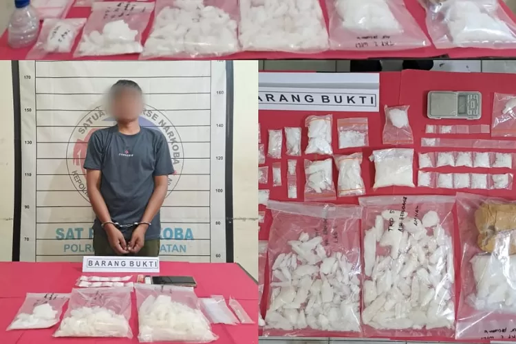 Polisi Aceh Selatan berhasil ungkapan barang buti jenis Sabu besaera tersangkanya.(realitasonline.id/zul)