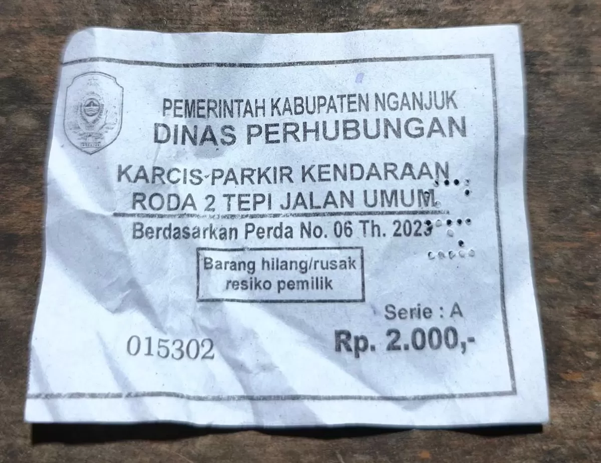 Karcis yang Viral di Kertosono, Kabupaten Nganjuk, Jawa Timur  (Istimewa)