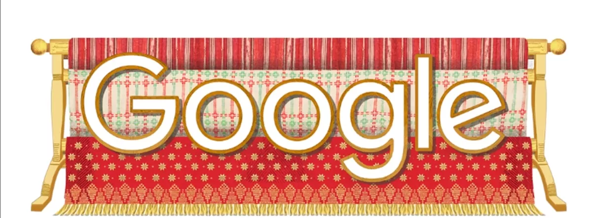 Potret ilustrasi kain tenun karya Ilustrator Anindya Anughrah yang ditampilkan dalam laman pencarian utama Google memperingati Hari Kemerdekaan Indonesia pada 17 Agustus 2026 (doodles.google.com)