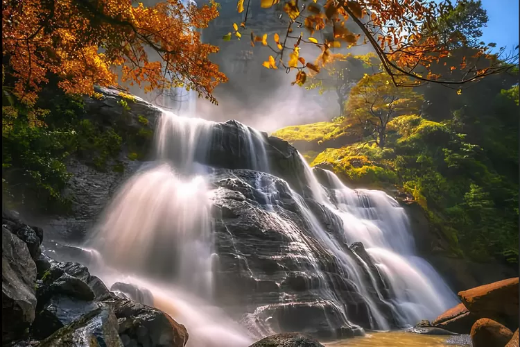 Curug Cikanteh, pesona wisata di Sukabumi Jawa Barat, dengan tiga tingkatan air terjun yang menakjunkan (Instagram @curugcikanteh)